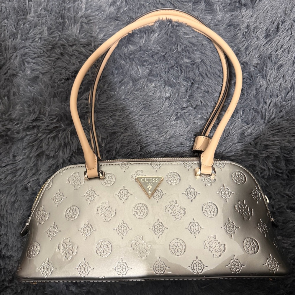 GUESS Metallic Silver Embossed Shoulder Bag